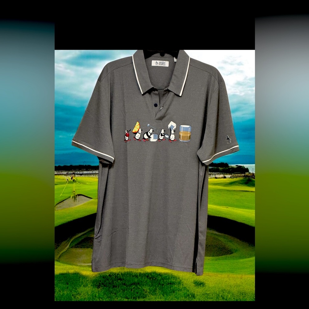 Men's Gray Polo Shirt with graphic design